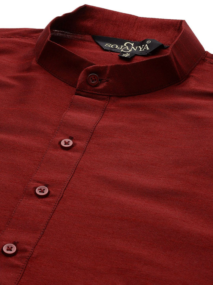SOJANYA Maroon Mirror Work Kurta with Churidar