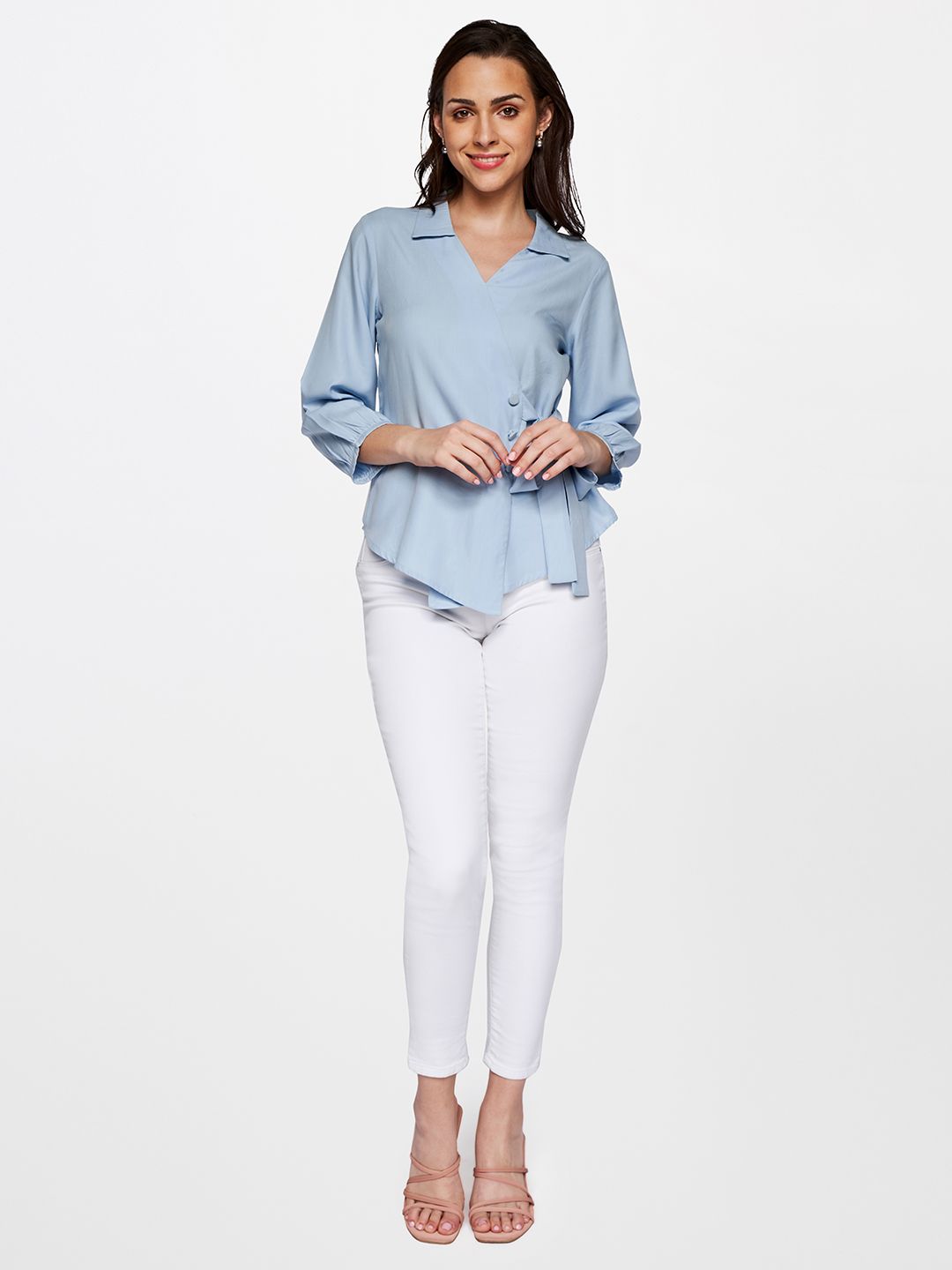 AND Puff Sleeve Wrap Top