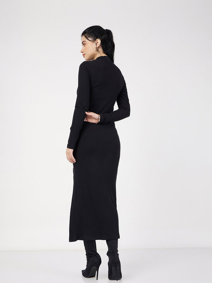 SASSAFRAS Round Neck Cotton Bodycon Midi Dress