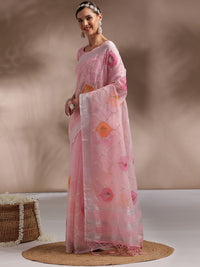 Saree mall Pink & Orange Ethnic Motifs Printed Gotta Patti Saree
