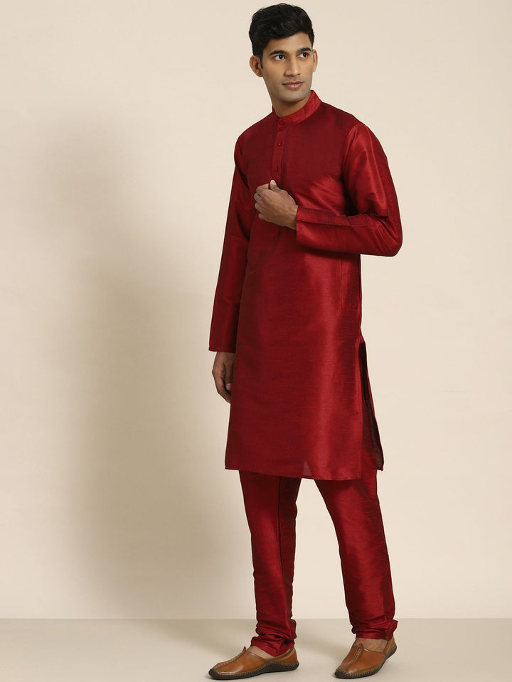 SOJANYA Kurta Rekaan Tenunan Lelaki dengan Churidar dengan Jaket Nehru