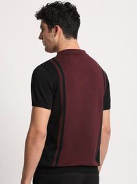 THE BEAR HOUSE Colourblocked Polo Collar Cotton Slim Fit T-shirt