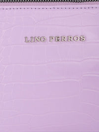 Lino Perros Women Purple Animal Printed PU Structured Shoulder Bag