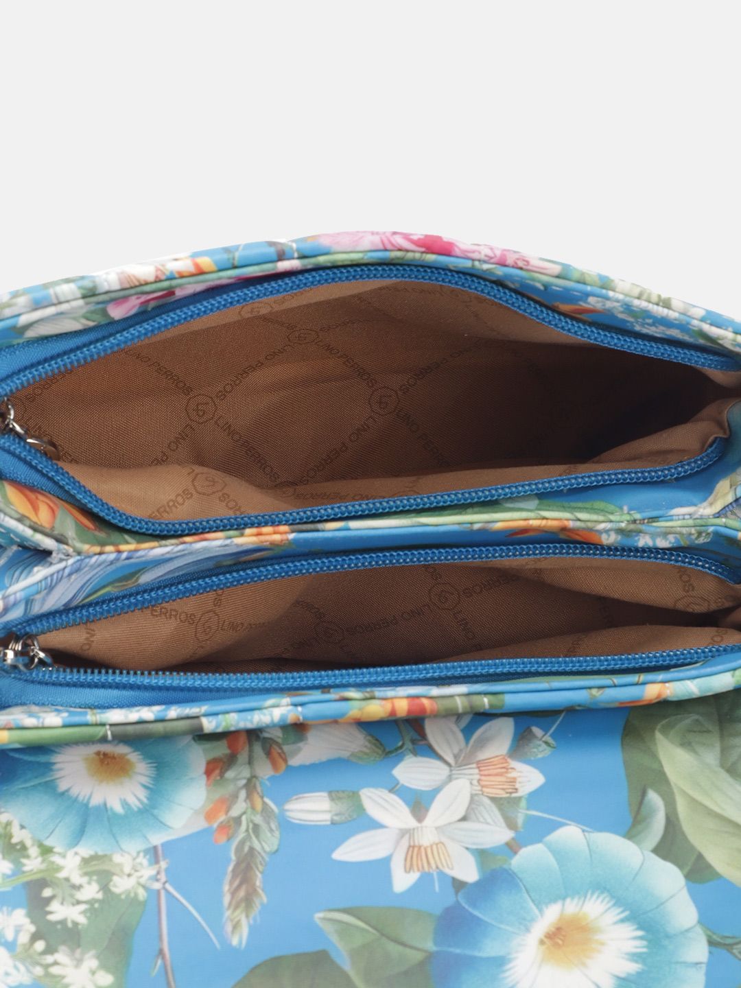 Lino Perros Floral Printed Structured Shoulder Bag With Quilted Detail