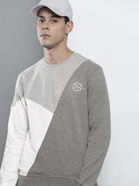 The Indian Garage Co Men Grey Colourblocked Sweatshirt