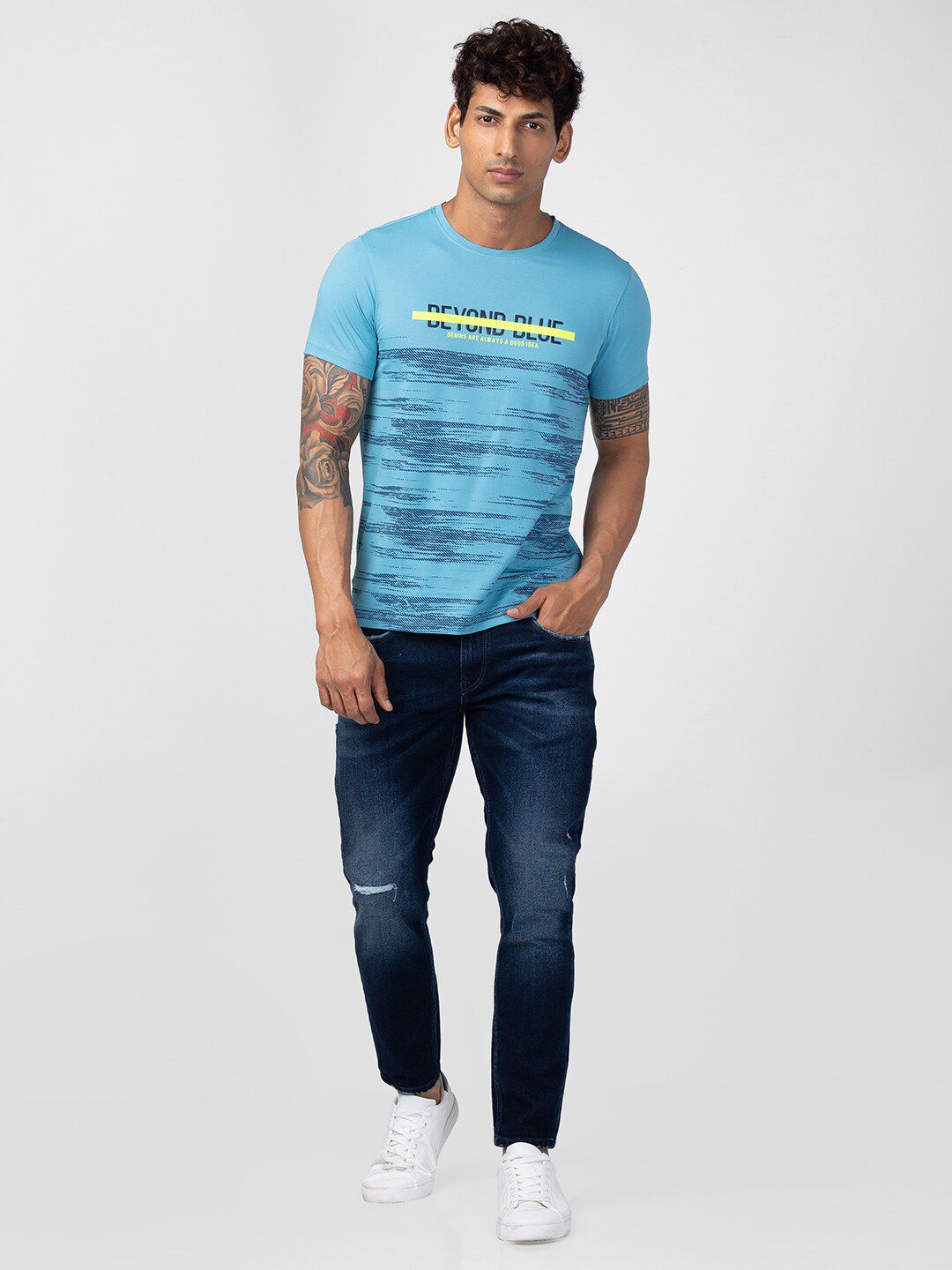 SPYKAR Men Abstract Printed Cotton T-shirt
