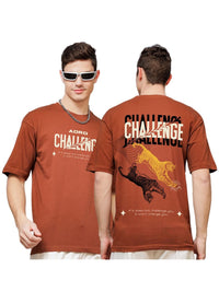 ADRO Men Printed V-Neck Applique T-shirt