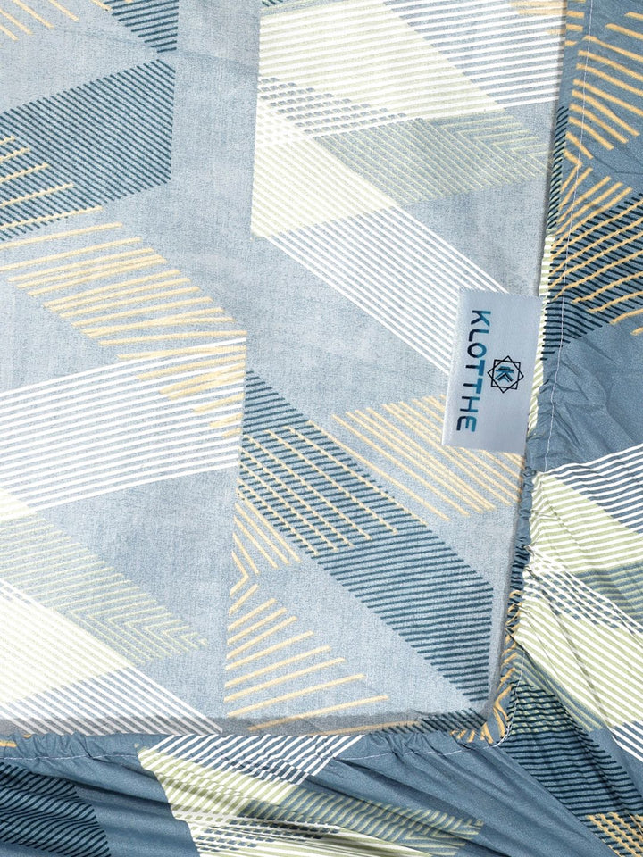 KLOTTHE Turquoise Blue Printed 300 TC Dilengkapi Cadar King Double Dengan 2 Sarung Bantal