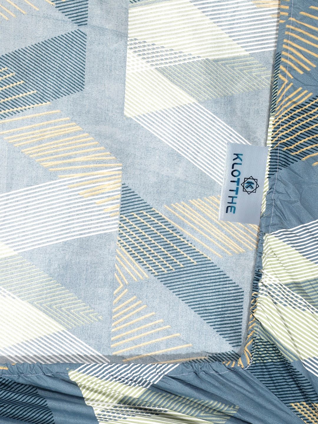 KLOTTHE Turquoise Blue Printed 300 TC Dilengkapi Cadar King Double Dengan 2 Sarung Bantal