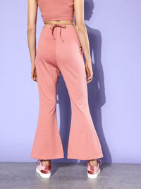 DressBerry Women Blush Pink Waist Tie-Up Detail Hardware Trousers