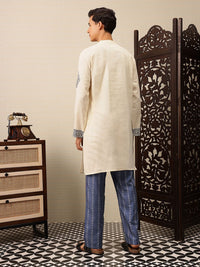 House of Pataudi Floral Embroidered Pure Cotton Jashn Kurta with Trousers