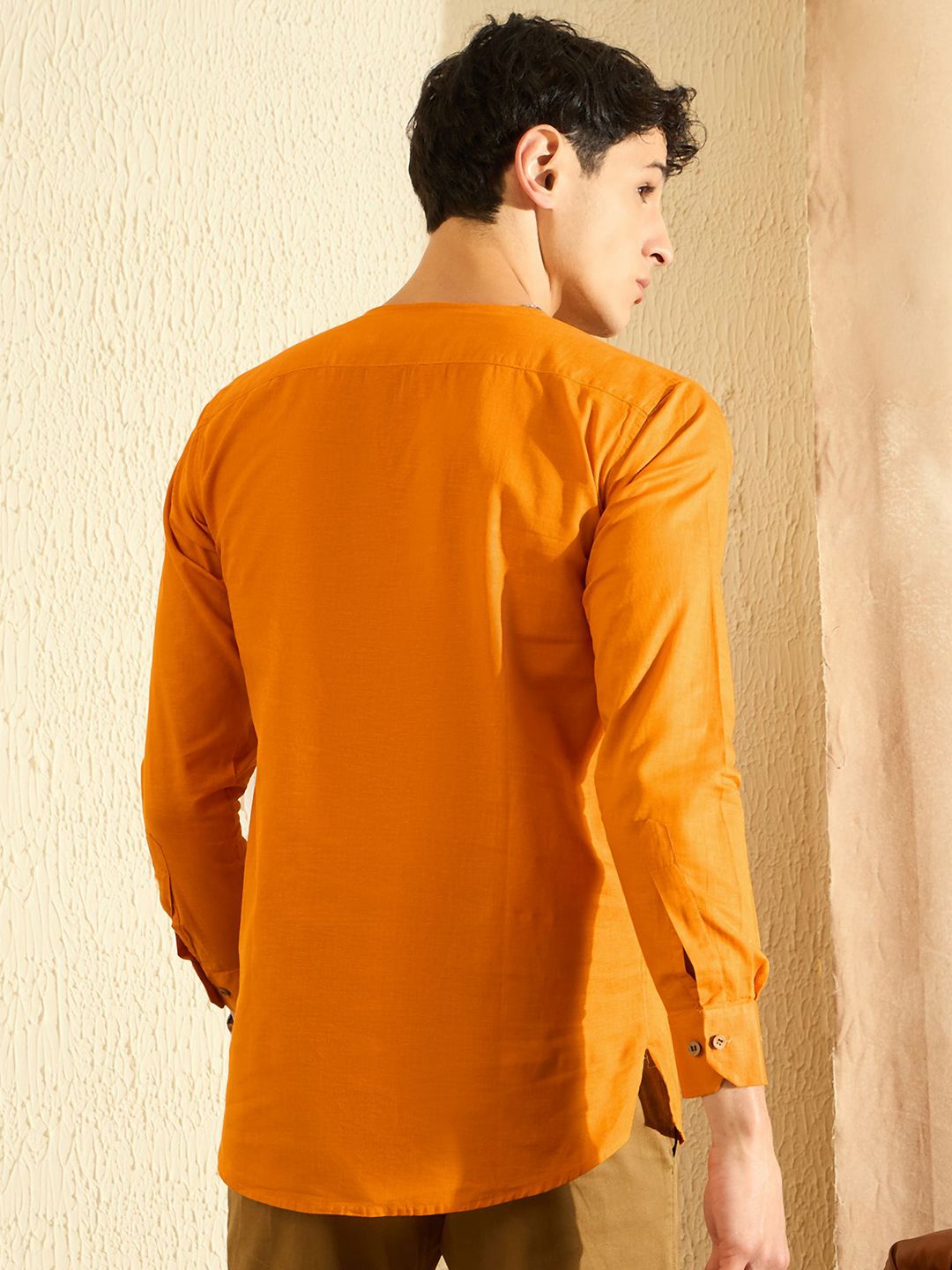 Dennison Men Kurta Kasual Pepejal Orange