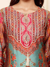 Varanga Ethnic Motifs Printed Chanderi Silk Kurta With Trousers And Dupatta