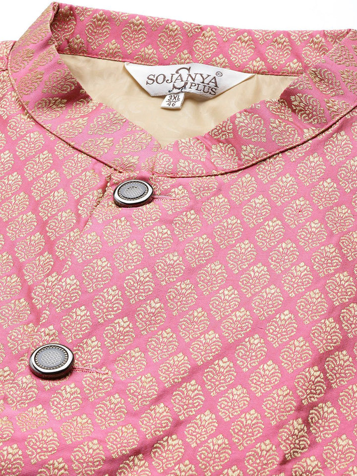 SOJANYA PLUS Men Sea Green Chikankari Embroidered Kurta with Churidar & Nehru Jacket