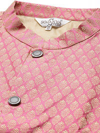 SOJANYA PLUS Men Sea Green Chikankari Embroidered Kurta with Churidar & Nehru Jacket