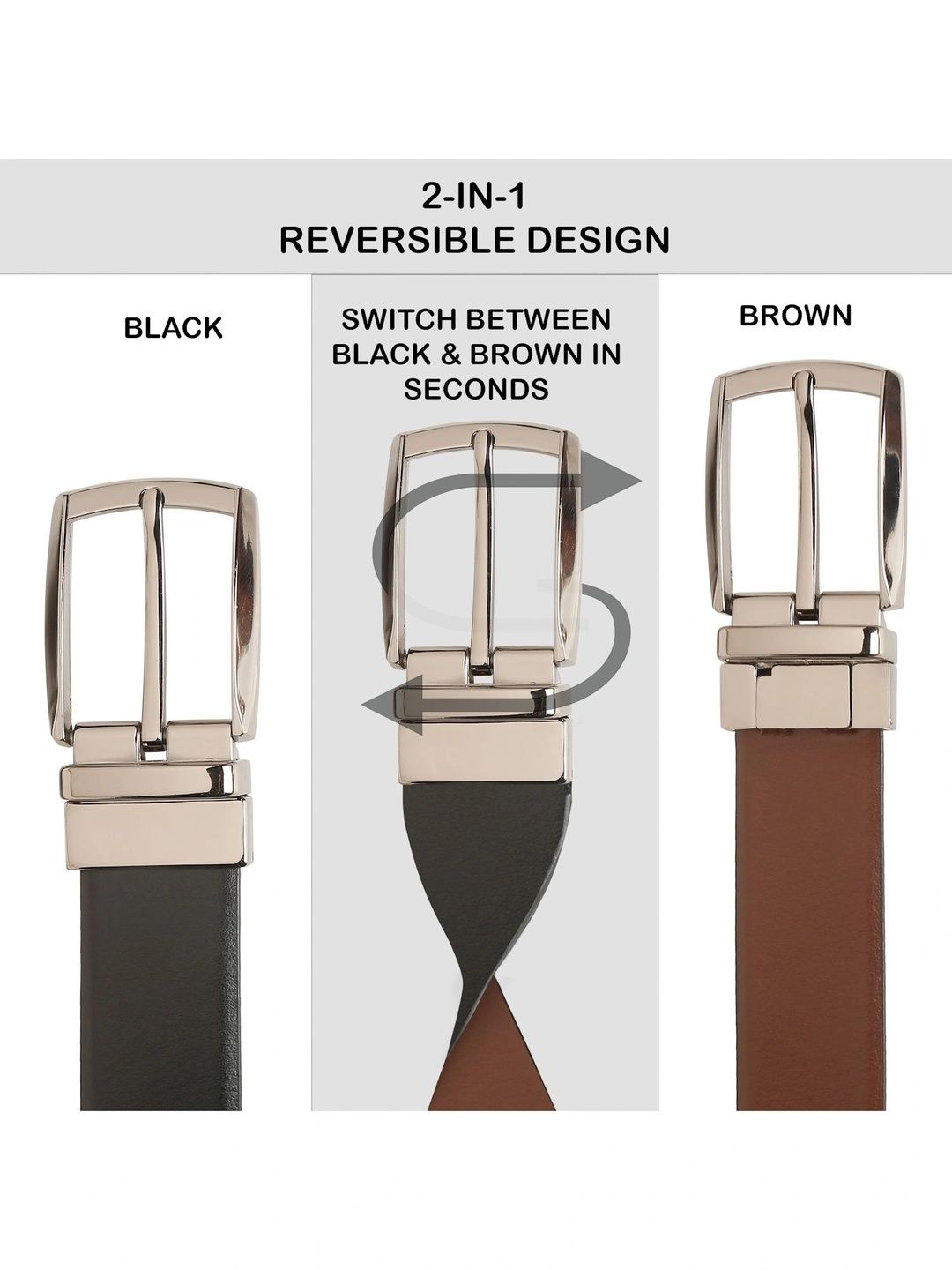 Teakwood Leathers Men Leather Reversible Formal Belt