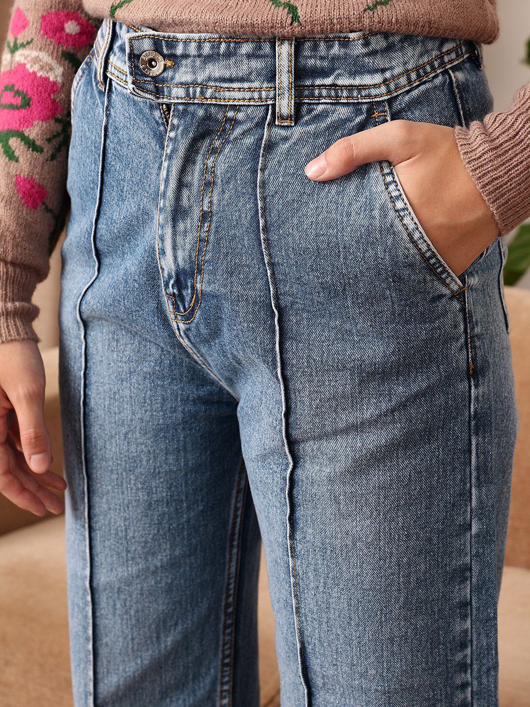 STREET 9 Women Comfort Straight Fit Clean Look Light Fade Pure Cotton Jeans