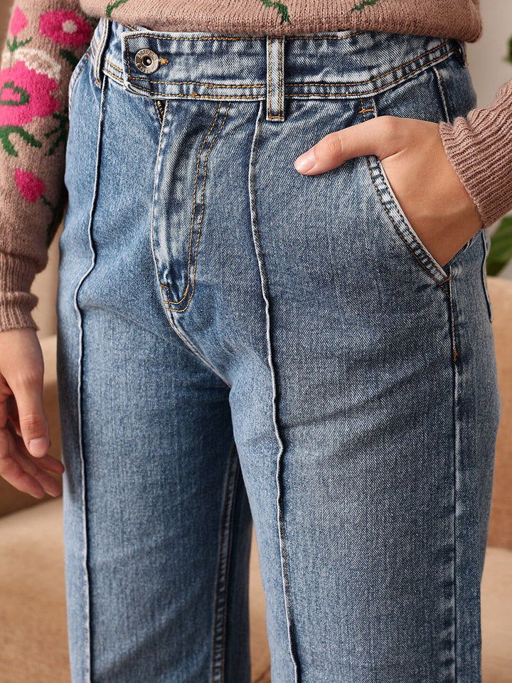 STREET 9 Women Comfort Straight Fit Clean Look Light Fade Pure Cotton Jeans