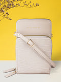 Lino Perros Women Grey Animal Printed PU Structured Sling Bag
