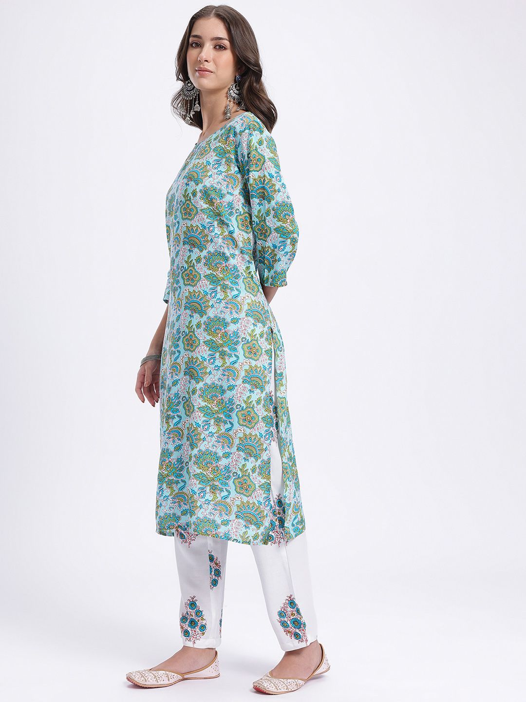 Anouk Ethnic Motifs Print Kurta With Trousers & With Dupatta