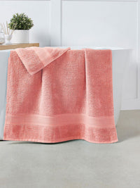 MYTRIDENT Coral Pink Solid 500 GSM Pure Cotton Soft  Plush Bath Towel
