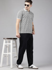 Park Avenue Geometric Print Polo Collar T-shirt