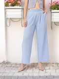 DressBerry Women Street Savvy Seersucker Textured Pleated High-Rise Parallel Trousers