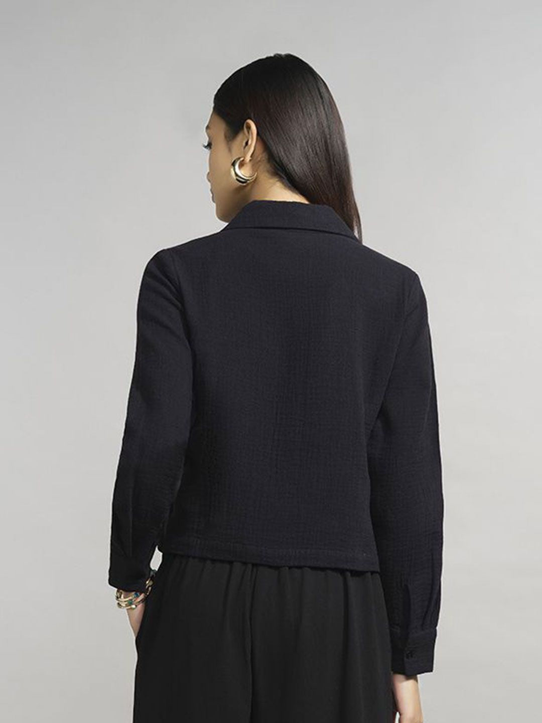 AND Women Shirt Collar Cotton Top