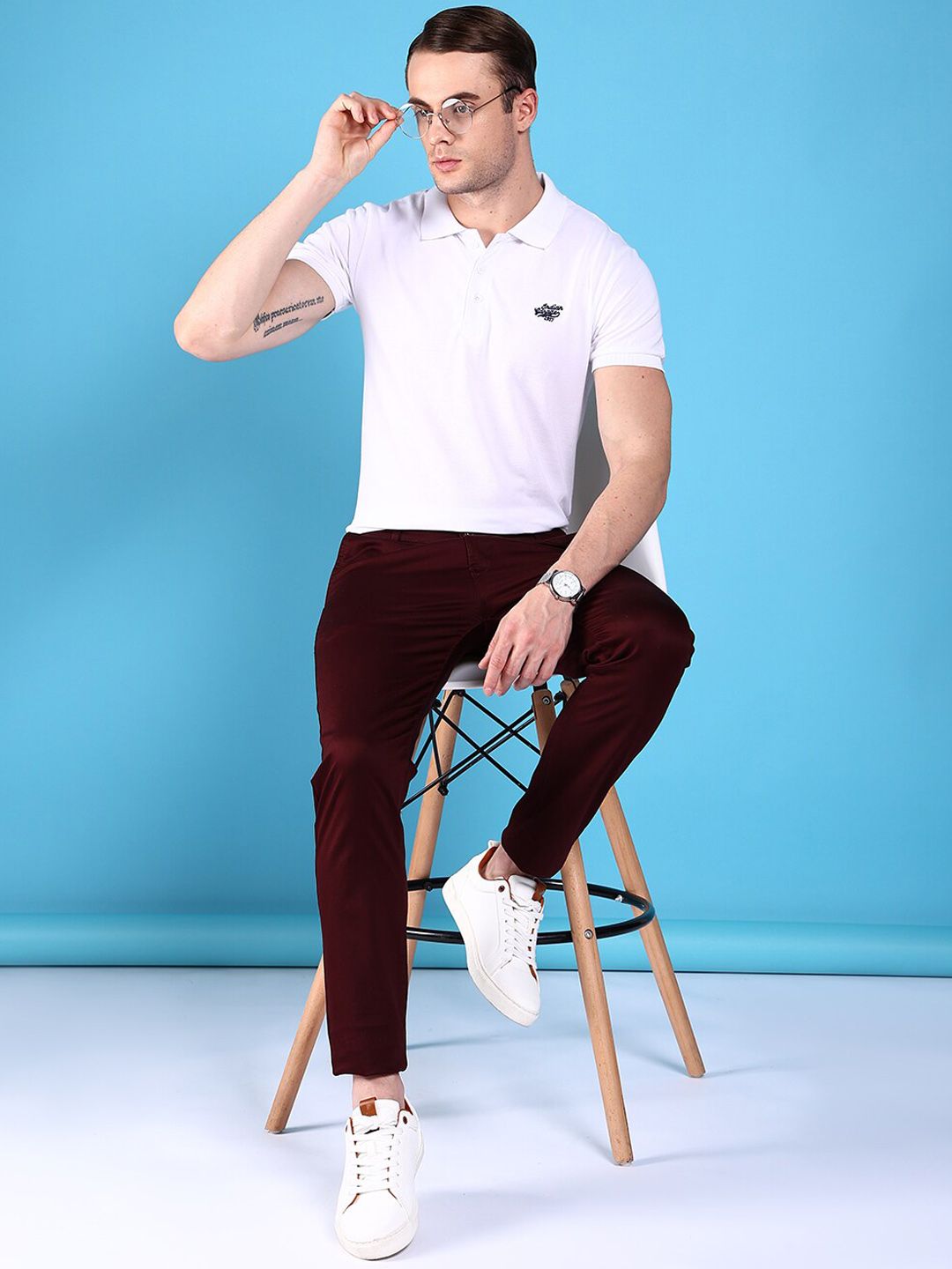 The Indian Garage Co Men Slim Fit Mid-Rise Trousers