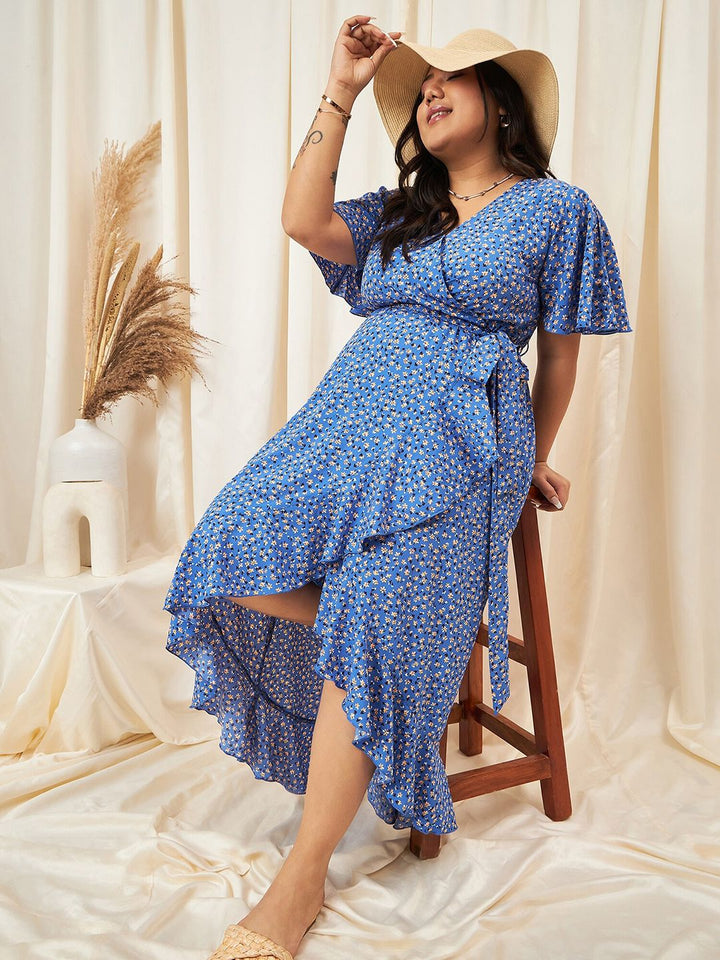 Berrylush Curve Floral Printed Wrap Dress