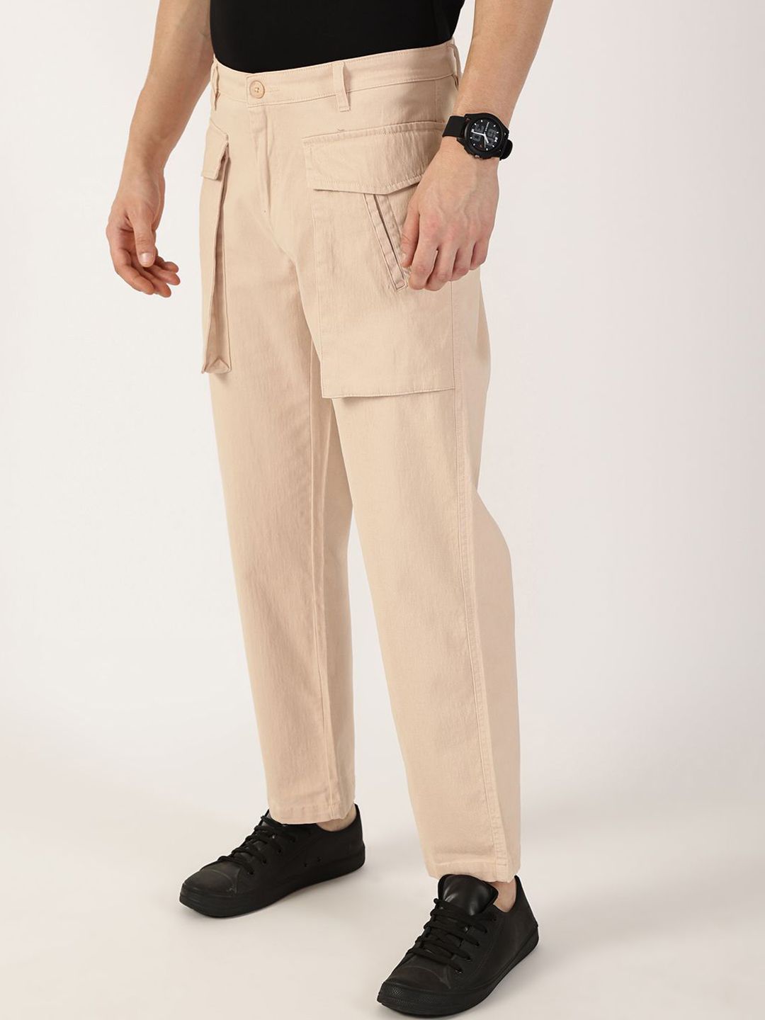 Thomas Scott Men Regular Fit Smart Mid-Rise Cargos CottonTrousers