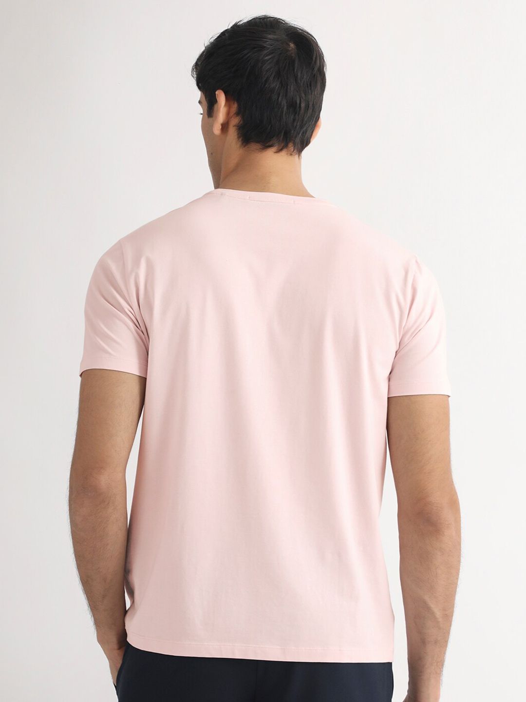 RARE RABBIT Men Castel Round Neck Cotton Slim Fit T-Shirt