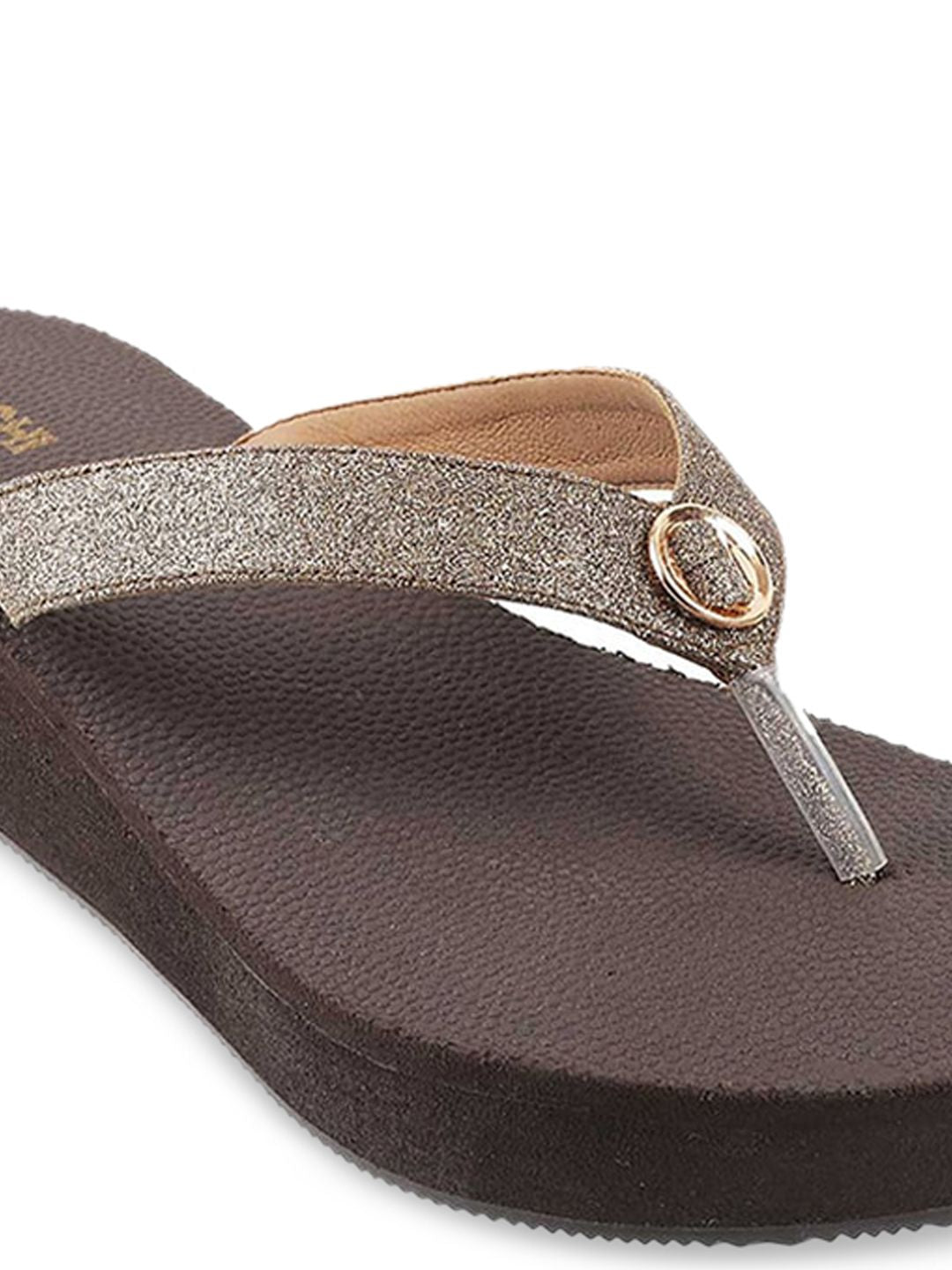 Mochi Women Gold-Toned Solid Sandals