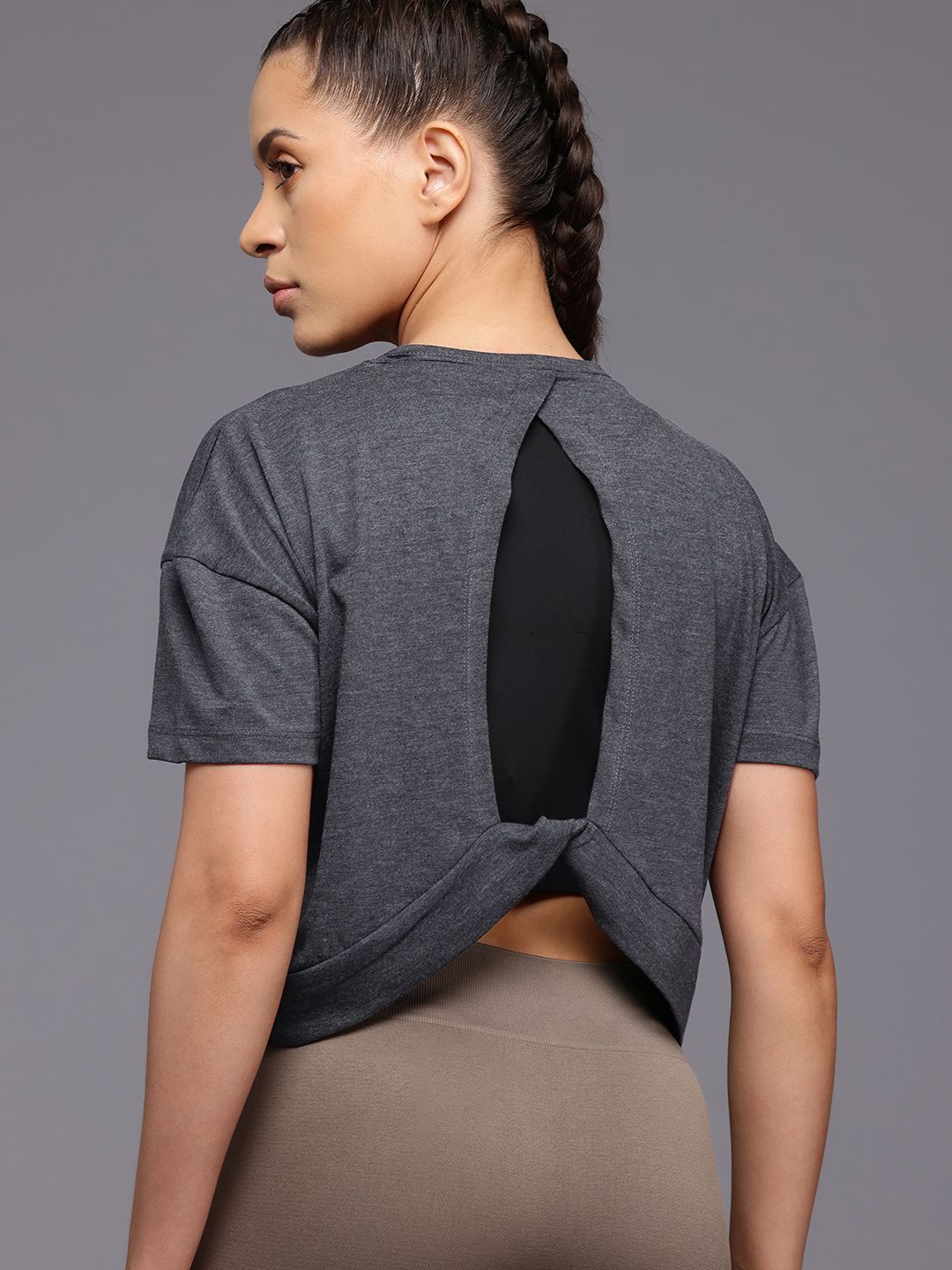 HRX by Hrithik Roshan Printed Cut Out Back Yoga T-shirt