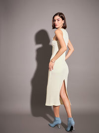 SASSAFRAS Sleeveless Ribbed Bodycon Midi Dress