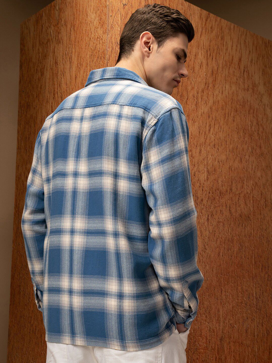 LOCOMOTIVE Oversized Dobby Textured Checked Overshirt