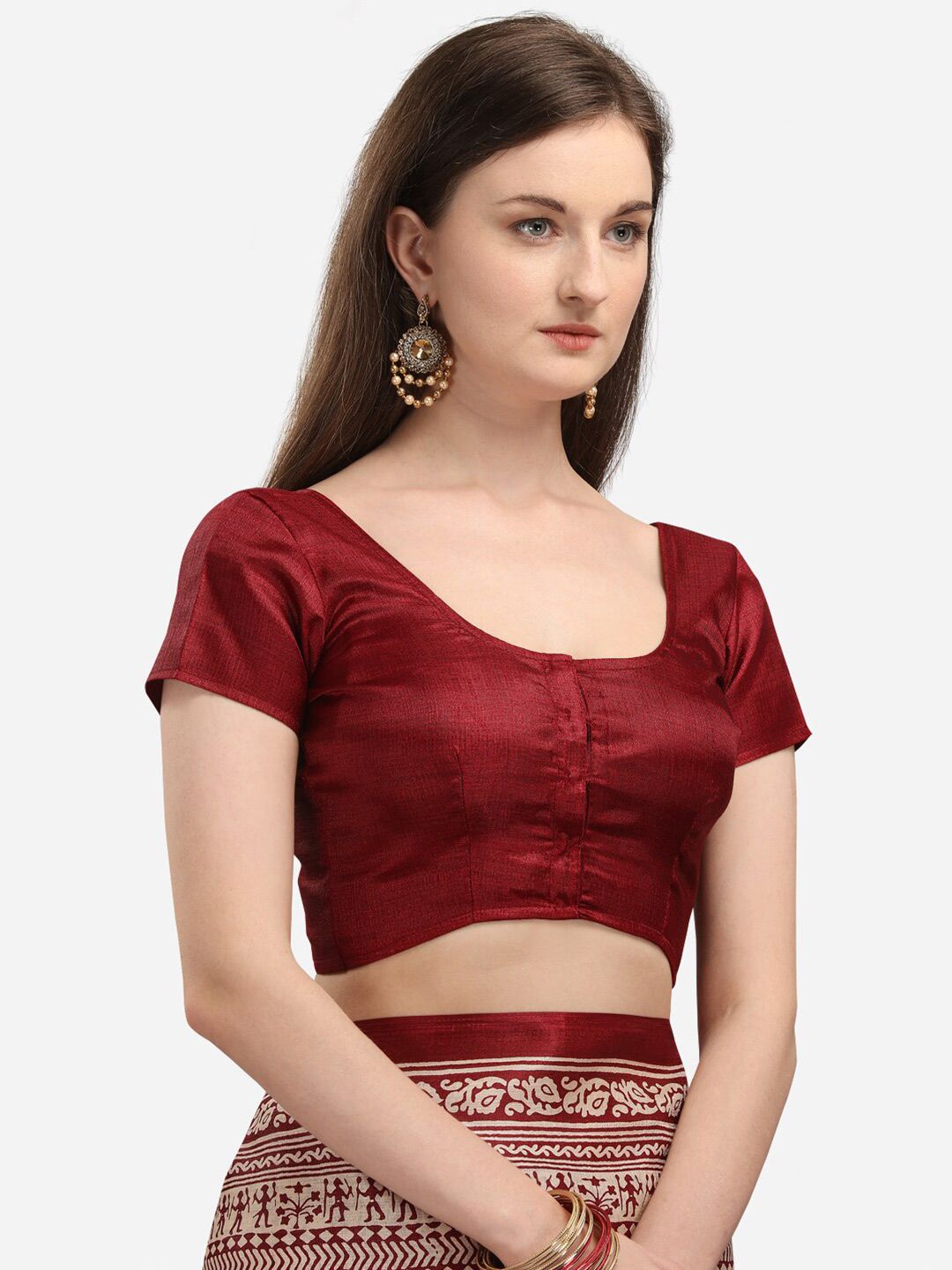 KALINI Maroon & Cream-Coloured Khadi Silk Kalamkari Saree