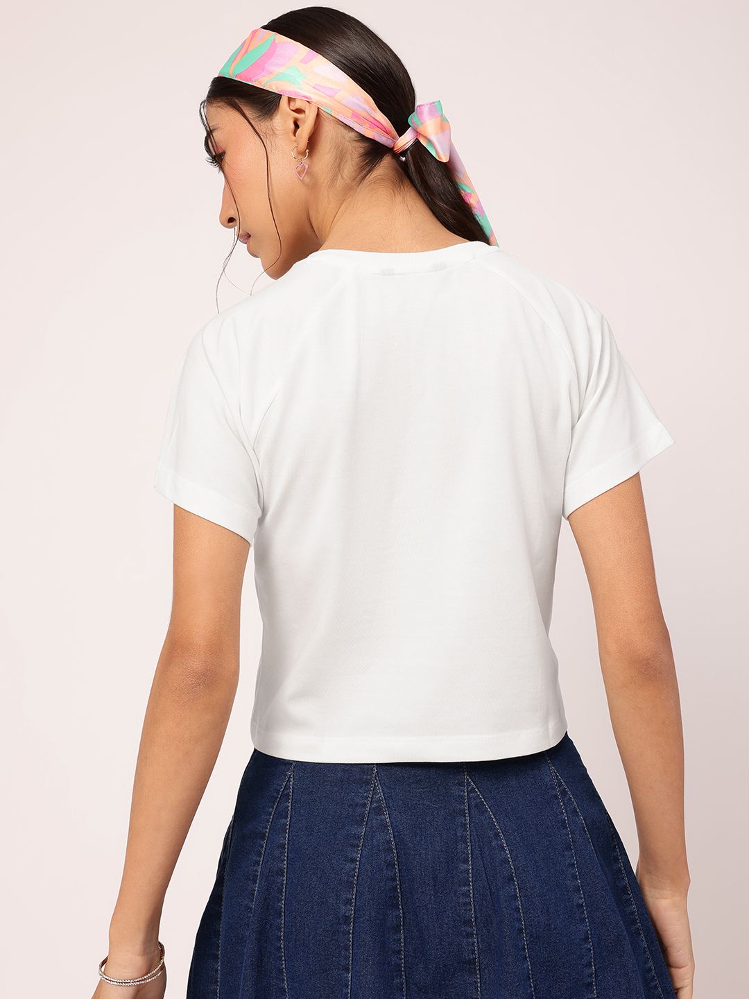 DressBerry Vibe Check Raglan Sleeves Printed Cropped T-shirt
