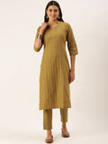 KALINI Woven Design Mandarin Collar Regular Kurta With Trousers