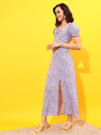 STREET 9 Floral Printed Sweetheart Neck Puff Sleeves A-Line Dress