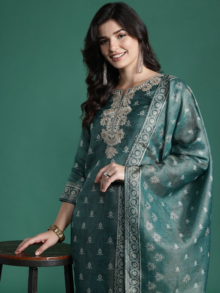 Indo Era Ethnic Motifs Embroidered Kurta with Trousers & With Dupatta