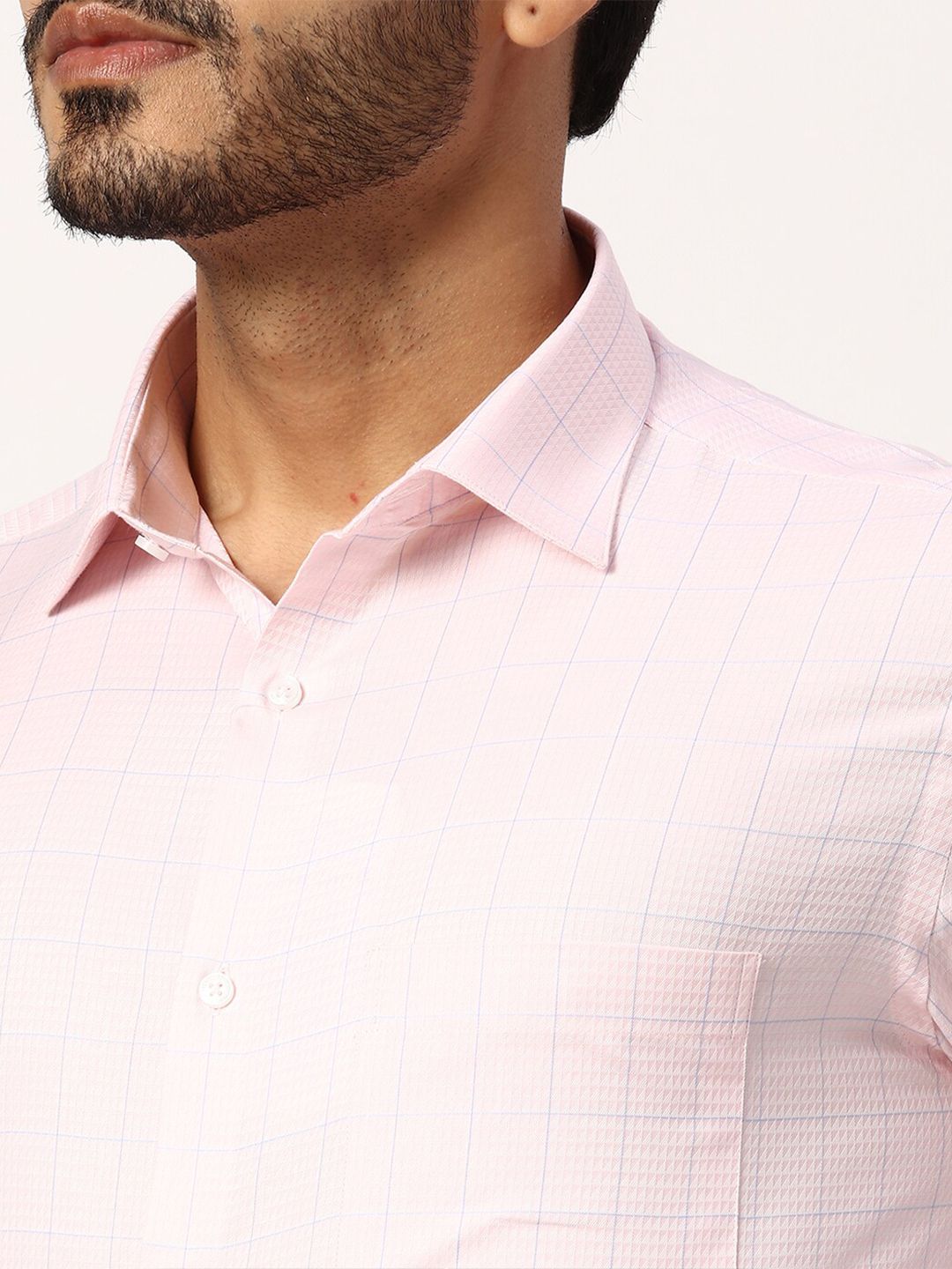 Park Avenue Slim Fit Grid Tattersall Checks Cotton Formal Shirt