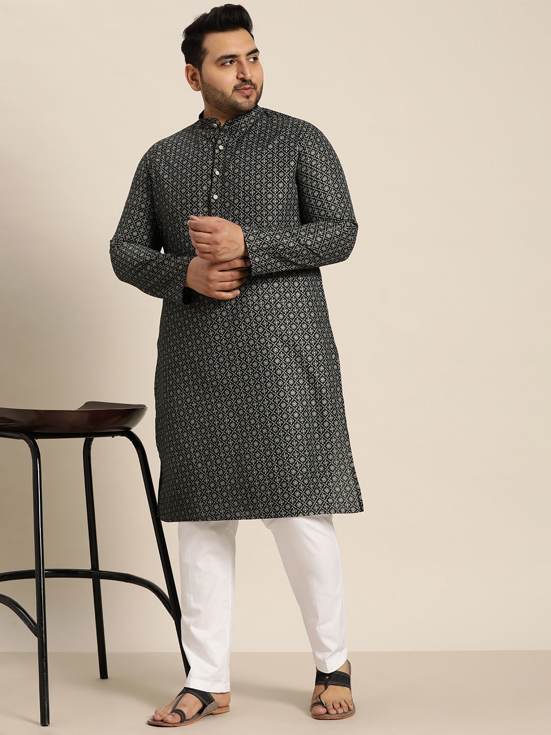 SOJANYA PLUS Men Plus Size Ethnic Motifs Printed Kurta