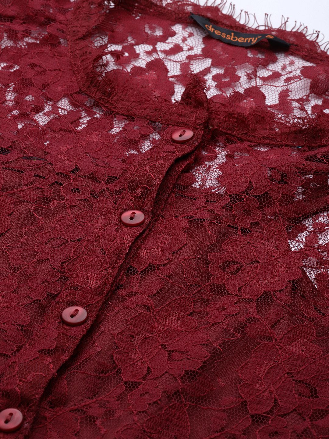 Renda renda diri dressberry maroon atas dengan slip