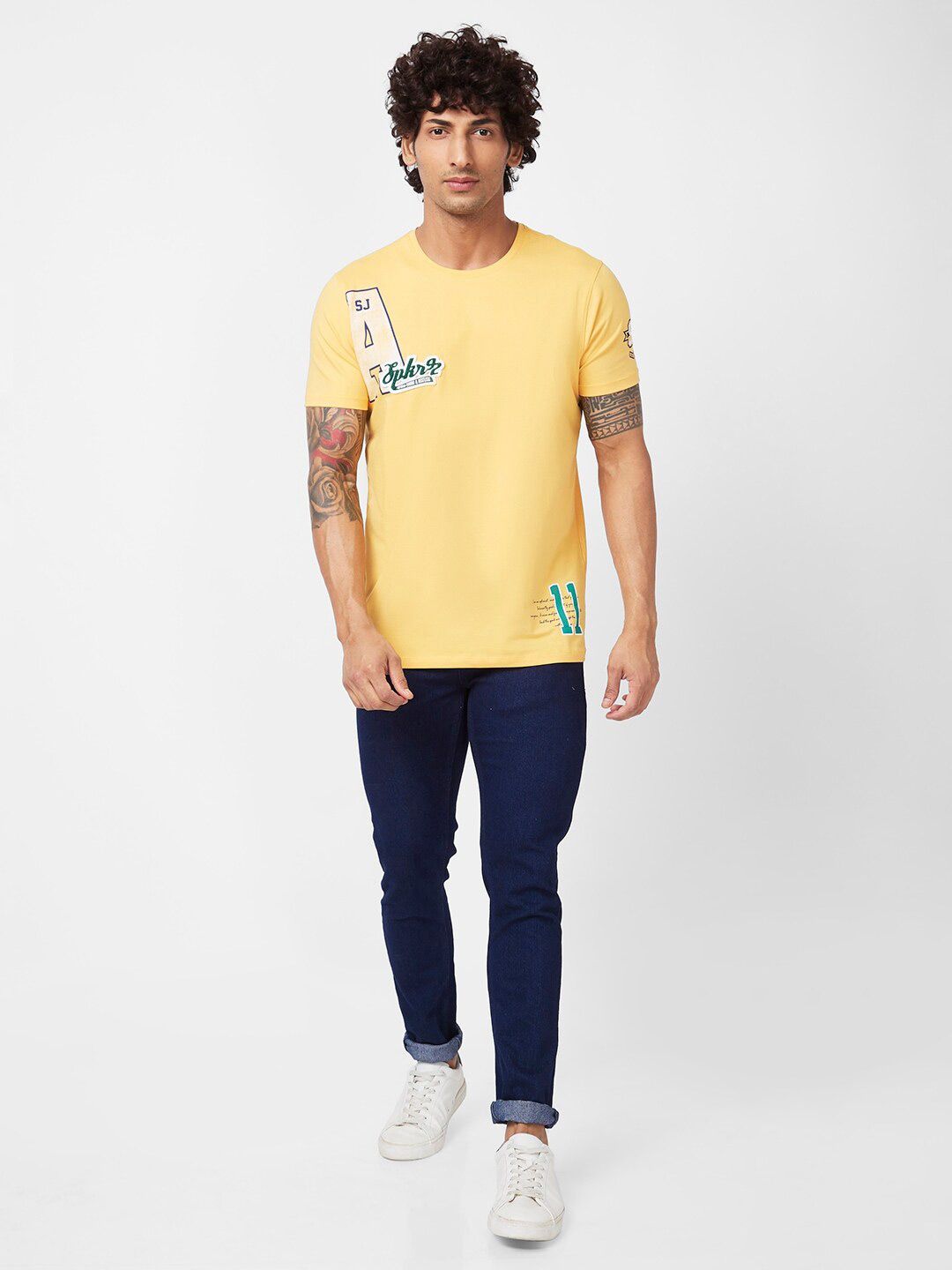 SPYKAR Typography Printed Slim Fit Cotton Casual T-Shirt
