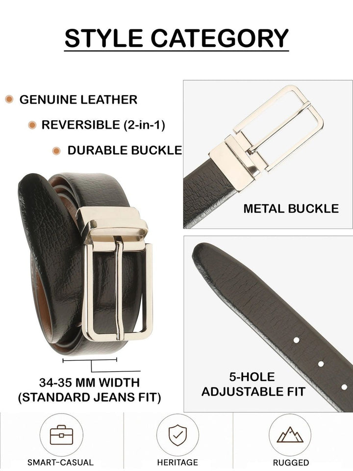 Teakwood Leathers Men Textured Leather Reversible Belt