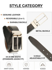 Teakwood Leathers Men Textured Leather Reversible Belt