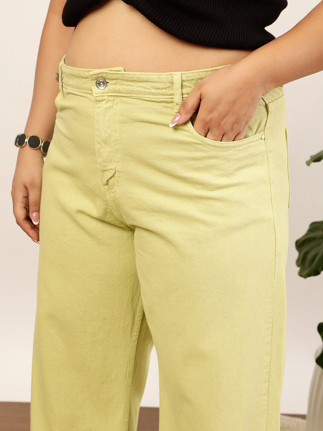 CURVY STREET jean Women Clean Look Pure Cotton Wide Leg Jeans