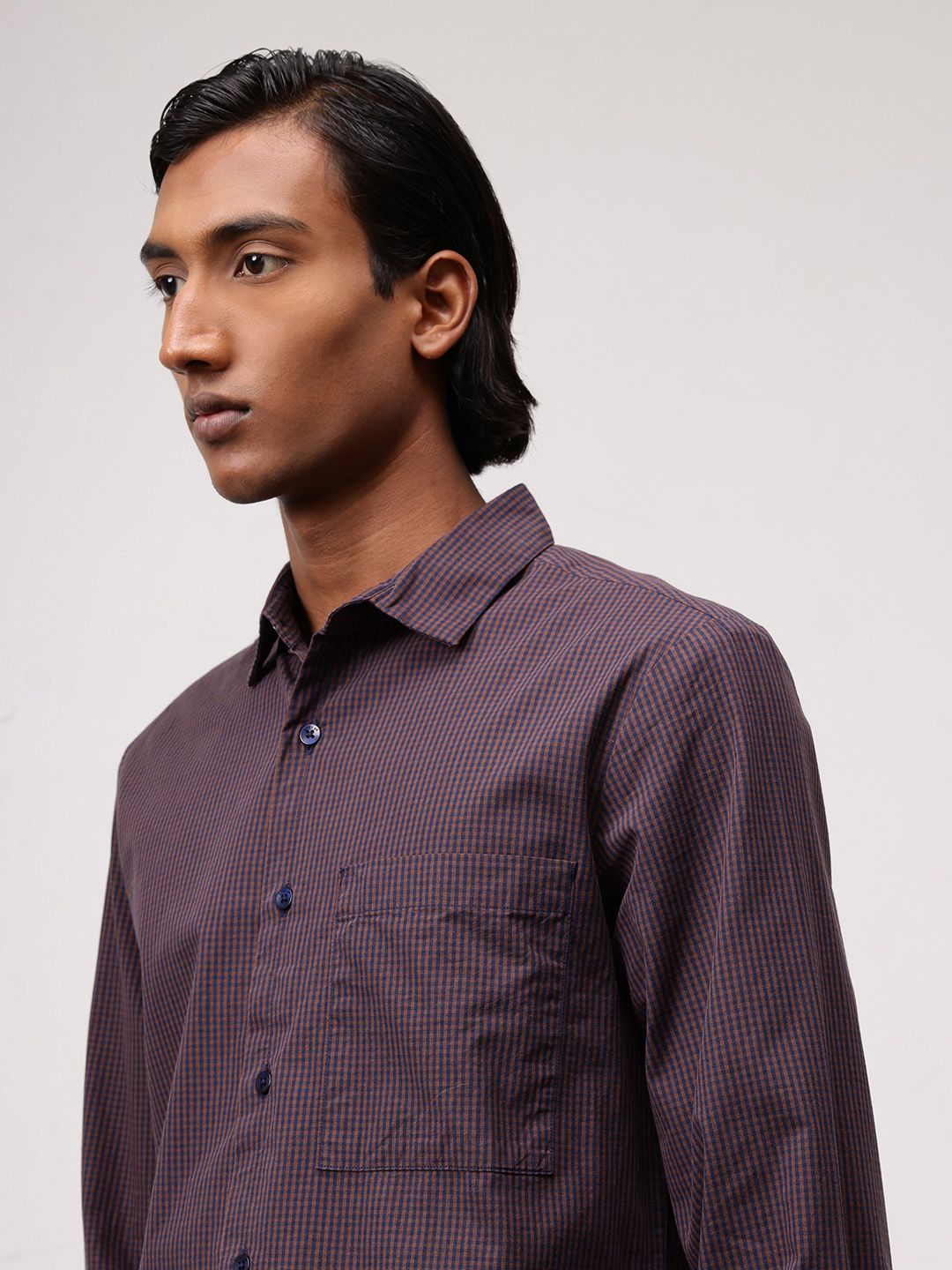 ether Classic Fit Gingham Checks Pure Cotton Shirt