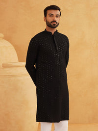 SOJANYA Geometric Embroidered Sequinned Pure Cotton Kurta